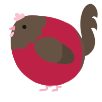 A crimson and bark chicken with a head pattern
