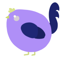 A lilac and navy chicken