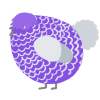 A blurple and mist chicken with a lace pattern