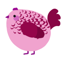 A pink and maroon chicken with a half-lace pattern