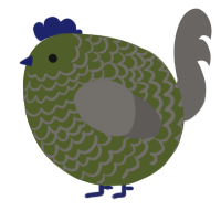 A olive and grey chicken with a lace pattern
