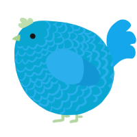 A cerulean and sky chicken with a lace pattern
