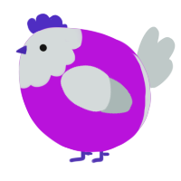 A amethyst and silver chicken with a head pattern