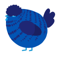 A ultramarine and navy chicken with a bar pattern