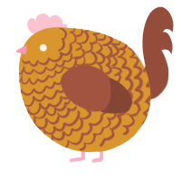A orange and russet chicken with a lace pattern