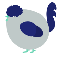 A silver and navy chicken