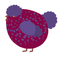 A maroon and overcast chicken with a speckle pattern