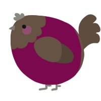 A wine and bark chicken with a head pattern