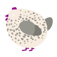 A cream and ash chicken with a speckle pattern