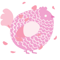 A pink and rose chicken with a lace pattern