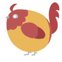 A honey and red chicken with a head pattern