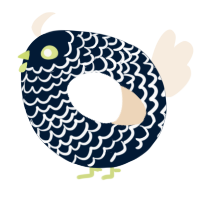A tumblr and cream chicken with a lace pattern