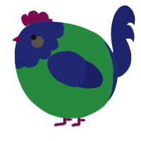 A viridian and navy chicken with a head pattern