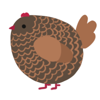 A bark and brown chicken with a lace pattern