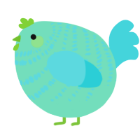 A mint and aqua chicken with a bar pattern