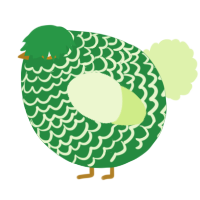 A viridian and apple chicken with a lace pattern