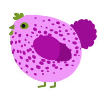 A lavender and plum chicken with a speckle pattern