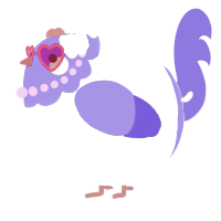 A apple and indigo chicken with a head pattern