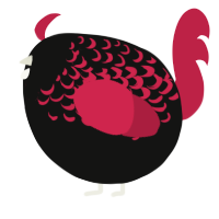 A black and crimson chicken with a half-lace pattern