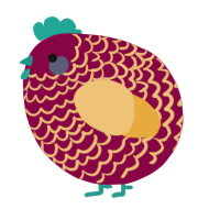 A maroon and honey chicken with a lace pattern