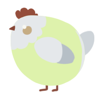 A apple and mist chicken with a head pattern
