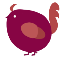 A maroon and red chicken
