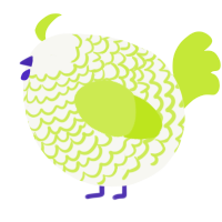 A white and lime chicken with a lace pattern