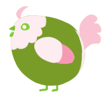 A chartreuse and rose chicken with a head pattern