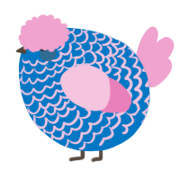 A sapphire and pink chicken with a lace pattern