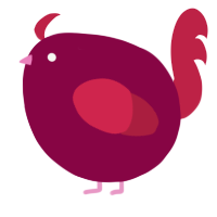 A maroon and crimson chicken