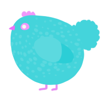 A aqua chicken with a speckle pattern