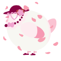 A white and rose chicken with a head pattern