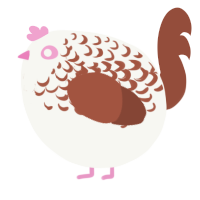 A white and russet chicken with a half-lace pattern
