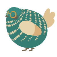 A sea and beige chicken with a bar pattern