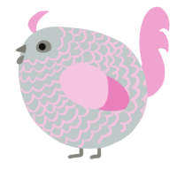 A silver and pink chicken with a lace pattern