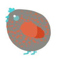 A ash and vermilion chicken with a speckle pattern