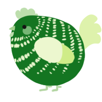 A leaf and apple chicken with a bar pattern