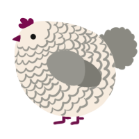 A cream and ash chicken with a lace pattern