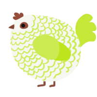 A white and lime chicken with a lace pattern