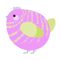A lavender and lemon chicken with a bar pattern
