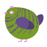 A chartreuse and overcast chicken with a bar pattern
