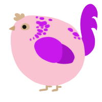 A rose and amethyst chicken with a neck-speckle pattern