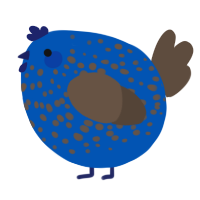 A ultramarine and bark chicken with a speckle pattern