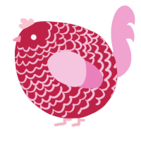A crimson and pink chicken with a lace pattern