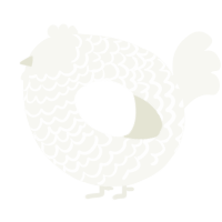 A white chicken with a lace pattern