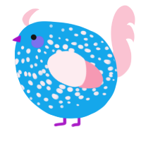 A sky and rose chicken with a speckle pattern