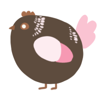 A bark and rose chicken with a neck-band pattern