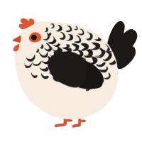 A cream and sable chicken with a half-lace pattern