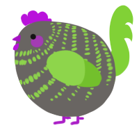 A grey and grass chicken with a bar pattern