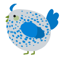 A mist and sapphire chicken with a speckle pattern